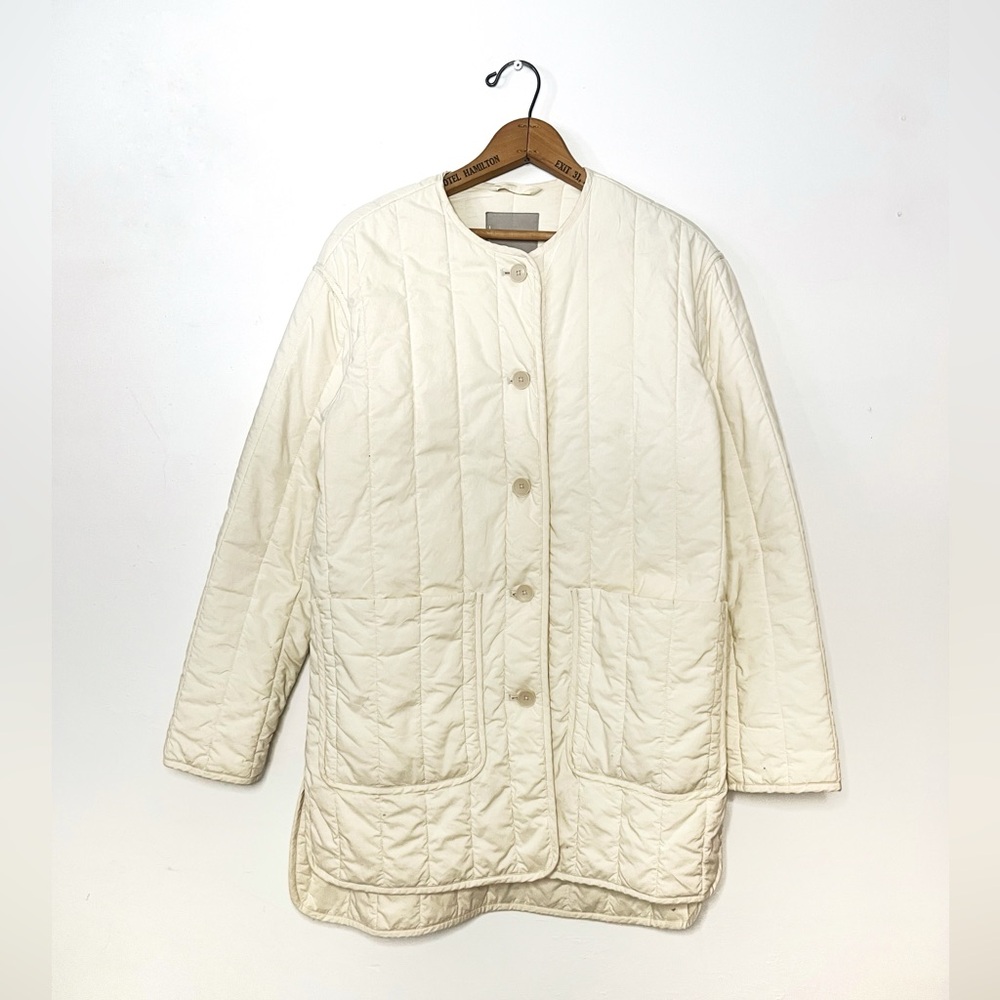 Everlane Quilted Cream Long Puffer Jacket - Picture 6 of 6